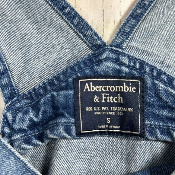 Abercrombie & Fitch Distressed Denim Overalls Womens S Vintage Casual Cool Y2K - Picture 5 of 15